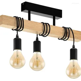 Lampy wiszące kreatywne osobowość prosta drewniana sztuka jadalnia żyrandol gumowy drewno naturalny kolor mieszkalny 3/4 czarno -białe światło