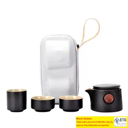 JapaneseStyle Tea Set Ceramic Portable Teapot Outdoor Travel Gaiwan Kettle Office Teacups Kung Fu TeaSet Dinkware Office