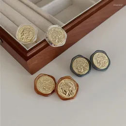 أقراط التدوير مينار الفرنسية الراتنج غير المنتظم داكن للسيدة سيدة ذهبية مستديرة العملة المعدنية صورة الجملة المجوهرات