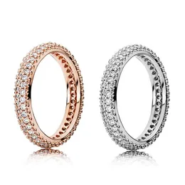 Anéis de banda 100 925 prata esterlina com caixa original de zircão cúbico para pandora anel de moda dia dos namorados ouro rosa casamento feminino gota dh4wf