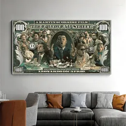 Paintings Graffiti Street Money Art 100 Dollar Canvas Painting Posters And Prints Wolf Of Wall For Living Room Decor