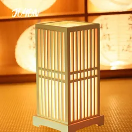 Lampade da tavolo Lampada per tessitura di bambù Luci da scrivania creative in rattan Lampada pastorale moderna Tatami Sala da tè Comodino per camera da letto