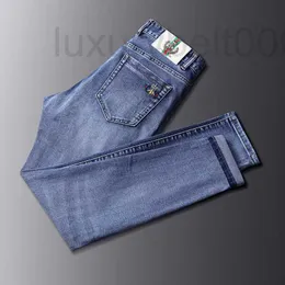 Herren Jeans Designer Herbst und Winter Bienenstickerei Babyhose für Männer Slim Fit Elastisch Koreanisch Kleine Füße lang X2RR