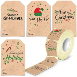 Gift Wrap Merry Christmas Tags Sticker Kraft Paper Handwritten Name Label Decor DIY Party Scrapbook 300Pcs