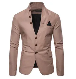 MEN039S Pakken Blazers Slim Fit Men Suit jas mode heren casual blazer stand kraag feest kostuum solid9753930