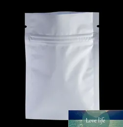 Klassisk matt vit återförslutningsbar aluminiumfolie Zip Lock Package Pouch Food Storage Bag Teacks Långtid 200st/parti