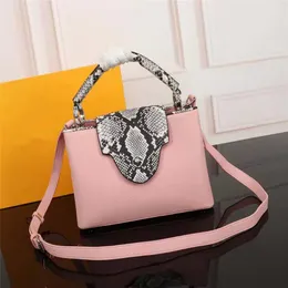 Classic Fashion Lady Middle Capucines BB Design Leather Python Skin Handbag Woman Shoulder Bag Crossbody Casual Totes 95506 N9317A