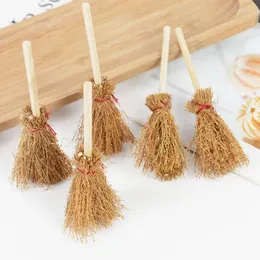Party Decoration 10/20Pcs Mini Broom Straw Witch Brooms Hanging Ornament DIY Craft Dollhouse Witches Accessories Halloween