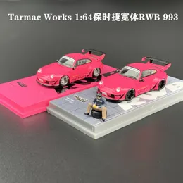 Decompression Toy Diecast Alloy 164 Pink RWB 911 993 Car Model Tanabata Doll Scene Model Adult Classic Collection Static Display Ornament