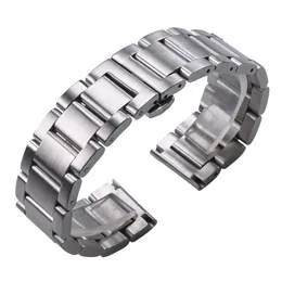 Solid 316L Stainless Steel Watchbands Silver 18mm 20mm 22mm Metal Watch Band Strap Wrist Watches Bracelet CJ191225219S