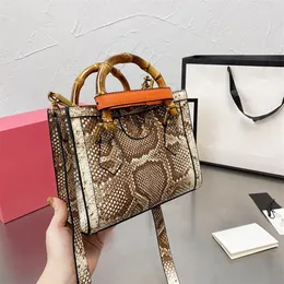 2021 Autumn F W Classic Square France Womens Bags Snake Patten Bamboo Joint Top Handle Tote Large Capacity Lady Shopping Street Cr220U