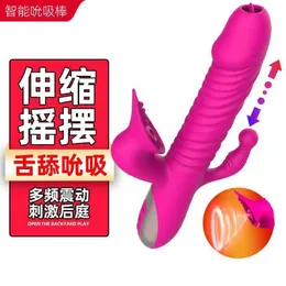 Brinquedo sexual massageador feminino haste vibratória ponto g três funções língua lambendo sucção e inserção quintal massagem masturbador feminino