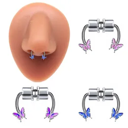 Falsk piercing näsring rostfritt stål magnet näsring septum höft humor mode kropp smycken gåva falsk piercing