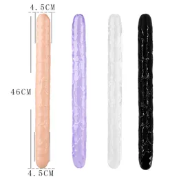 Beauty Items 46cm Soft Jelly Dildo Double Long Realistic Dildos Cock Lesbian Vaginal Anal Plug Flexible Fake Penis For Women sexy Toys