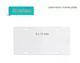 US Warehouse DIY Sublimation License Plate Blanks Metal Aluminium Automotive License Plate Tag Heat Thermal Transfer Sheet for Custom Design Work 4 holes