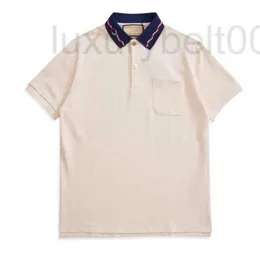 Erkek Polos Tasarımcısı İşlemeli streç boncuklu pamuk polo gömlek kısa kollu düğme dizisi kz90
