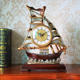 Wall Clocks Creative Personality Three-dimensional Sailboat Clock Auspicious Ornaments Chinese Office Desk Decoration Crafts