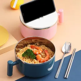 Bowls 1 Set Great Noodle Container 4 Colors Instant Bowl Anti-scalding Portable Bento Box Microwave Tableware Packing