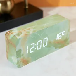 Relógios de parede padrão de imitação de mármore criativo relógio eletrônico alarme ornamento de mesa digital desktop
