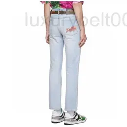 Jeans feminino designer GU bolso traseiro letras vermelhas bordadas cintura alta jeans descoloridos D6ZK