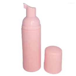 Vorratsflaschen, 30 Stück, 2 oz, 60 ml, rosa Kunststoffschaum, leer, kosmetisches Wimpernreinigungsshampoo, nachfüllbar mit Roségold-Silber-Pumpe