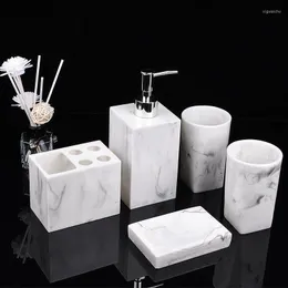 Set di accessori per il bagno Strisce di marmo Resina Cinque pezzi Dispenser di sapone liquido Portaspazzolino Portaspazzolino Lavaggio Regali Accessori per il bagno