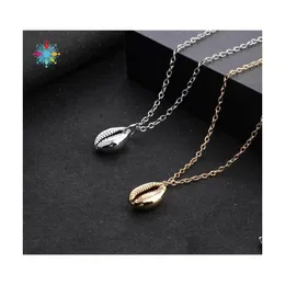 Pendant Necklaces Vintage Fashion Conch Shell Necklace Women Simple Seashell Ocean Beach Boho Jewelry Drop Delivery Pendants Dhf2T