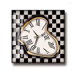 Wall Clocks 2022 Nordic Dali Melting And Twisted Clock Light Luxury Living Room Electric Meter Box Square Fashion Creativity