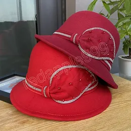 Mode Elegante Diamant Blatt Warme Frauen Fischer Hut Winter Eimer Hüte für Frauen Casual Panama Caps Faltbare Mädchen Damen gorras