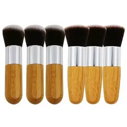 Professional Bamboo Foundation Brush Housekeeping Powder Concealer Liquid Angled Flat Top Base Cosmetics FY5572 ss1221