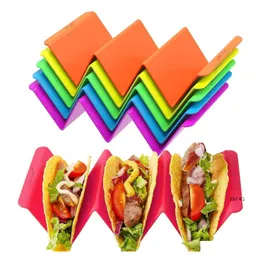 Inne narzędzia kuchenne Colorf Taco Holders Premium Duże tacki tacos trzymają do 3 lub 2 materiału zdrowotnego EACP bardzo twarde i solidne DHL4X