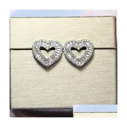 Stud￶rh￤ngen Fantastisk s￶ta s￶ta lyxsmycken Fl Princess Cut White Diamond Party Women Heart Earring 2423 E3 Drop Delivery Dh59y