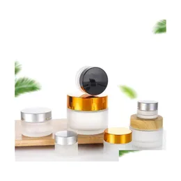 Packing Bottles 5G/5Ml 10G/10Ml Cosmetic Storage Container Jar Face Cream Frosted Glass Bottle Pot With Lid And Inner Pad Drop Deliv Dh5Ls