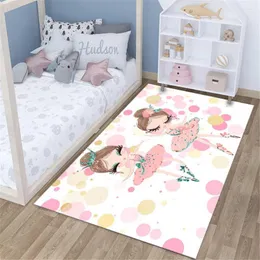 Carpets Cute Cartoon Dancing Ballet Girl Children's Carpet Soft Non-slip Washable Bedroom Rug Kids Room Decor Bedside Mat Play