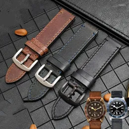 Bantlar 22mm Vintage Orijinal Deri Bilek Bandı Men Su Geçirmez Cowhide Watch Band Bilezik // Kayış