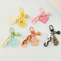 Candy Color Heart Chain Diy Liten Bell Ring Delicate Phone Charm Keychain Pendant Keyring Car Bag Key Chain Key Buckle