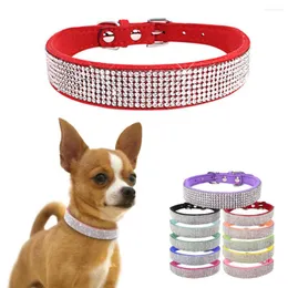 Dog Collars Leather Collar Perro Accessories Pet Coleira Collier Chien Obroza Dla Psa Cachorro Para Chihuahua Bling Rhinestone