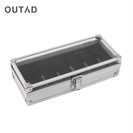 Outad Fashion 6 Grid Gloth Watches Display Square Box Case Aluminiowe zegarki Aluminiowe Pudełka