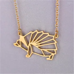 Pendant Necklaces 2022 Unique Origami Hedgehog Necklace For Women Cute Animal Charm Chain Jewelry Gifts