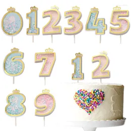Decorazione per feste 1pcs Digital Cake Topper Paustichi di compleanno Numero di compleanno 0 1 2 3 4 5 6 7 8 9 RAGAZZI RAGAZZATI BLUSI RINA