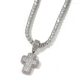 Pendant Necklaces Hip Hop 3A Cubic Zirconia Paved Bling Iced Out Cross Pendants Necklace For Men Women Unisex Rapper Jewelry Drop