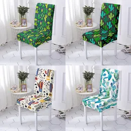 Chair Covers Cartoon Cactus Print Stretch Cover High Back Dustproof Home Dining Room Decor Chairs Living Lounge Office