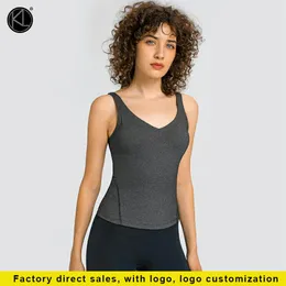 Kalayoga Sports Top Yoga Outfits New 섹시 V- 넥 뷰티 뷰티 백 베스트 여성 가슴 패드 스트레치 슬림 긴 요가웨어 284c