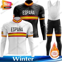 2023 Spanien National Team Cycling Jersey Set Winter Cycling Clothing Men Road Bike Thermal Jacket Suit Bicycle Pants Mtb Maillot