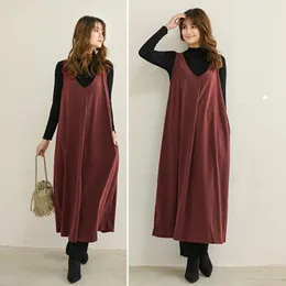 Casual Dresses Trendy Vest Dress Warm Thick Waistcoat Autumn Winter Elegant Solid Color Oversized Long