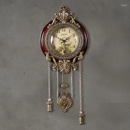 Orologi da parete Orologio da altalena silenzioso in legno massello americano Soggiorno Decorazione creativa in metallo in stile europeo Grande pendolo al quarzo