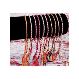 Cazibe bilezikler el yapımı dokuma örgülü ipi dostluk bilezik plaj bohemian polyester iplik örgü ipi kadınlar için dişi mücevher g dhu5b