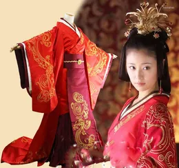 Сценическая одежда в династии Хань Традиционная красная китайская свадьба Ханфу костюм для императора и императрицы схема красоты