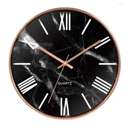 Настенные часы скандинавские легкие роскошные гостиные часы мрамор без золотых римских цифр творческий розовый золото 30x30 см.