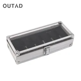 Outad Fashion 6 Grid Gloth Watches Display Square Box Case Aluminiowe zegarki Aluminiowe Pudełka